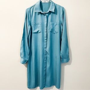 Turquoise shirt-dress